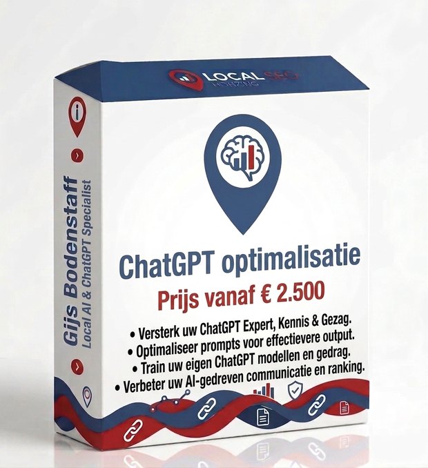 Productverpakking ChatGPT optimalisatie van Gijs Bodenstaff &mdash; je bedrijf herkenbaar maken als bron en autoriteit binnen ChatGPT