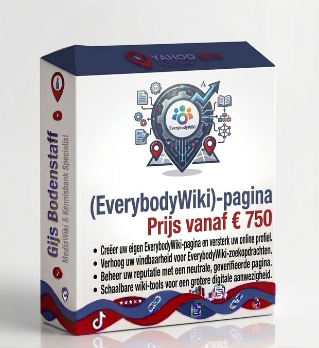 Productverpakking EverybodyWiki-pagina van Gijs Bodenstaff &mdash; een neutrale, geverifieerde wikipagina die je online profiel versterkt