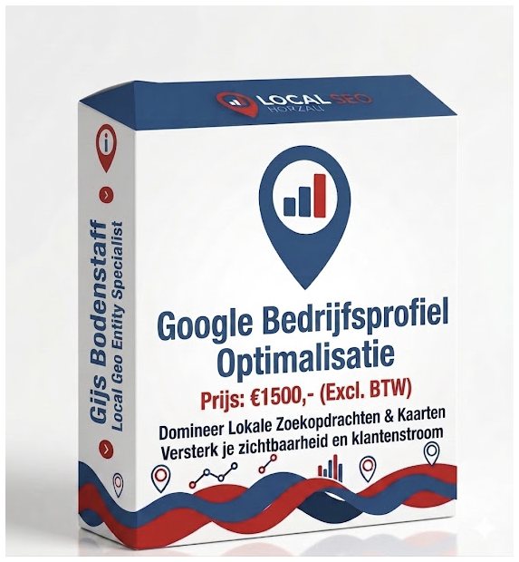 Productverpakking Google Bedrijfsprofiel optimalisatie van Gijs Bodenstaff &mdash; profiel ingericht als lokale entiteit voor Maps en AI