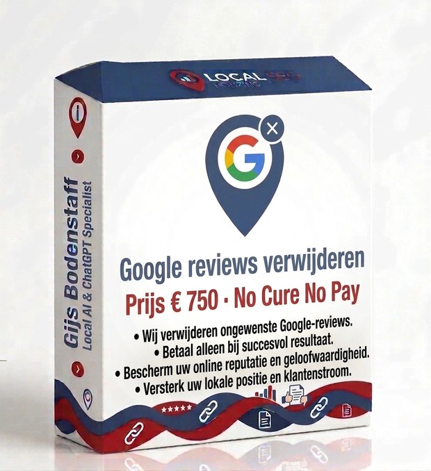Productverpakking Google reviews verwijderen van Gijs Bodenstaff &mdash; ongewenste beoordelingen laten verwijderen op no cure no pay