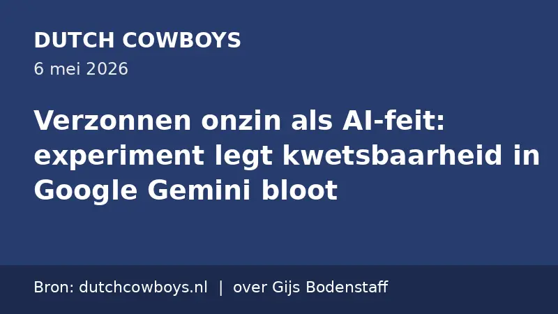 Bronkaart Dutch Cowboys 6 mei 2026: experiment met een verzonnen hobby van Gijs Bodenstaff in Google Gemini