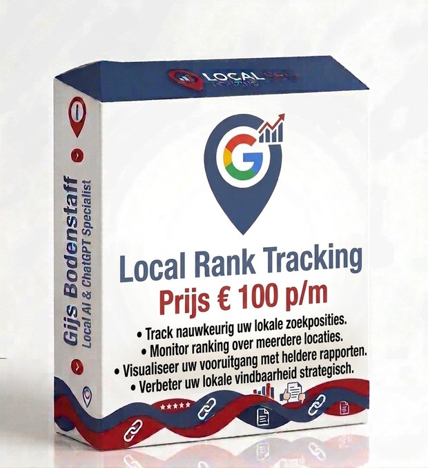 Productverpakking Local Rank Tracking van Gijs Bodenstaff &mdash; lokale zoekposities volgen en rapporteren over meerdere locaties