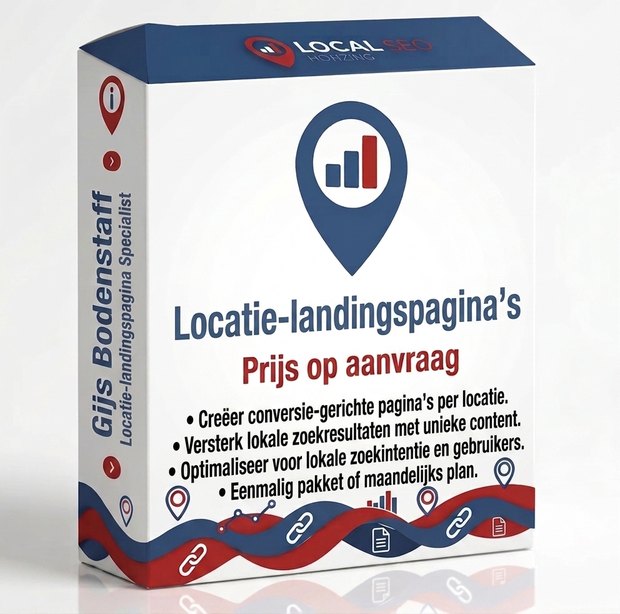 Product packaging for Location Landing Pages by Gijs Bodenstaff: conversion-focused pages per location with unique local content